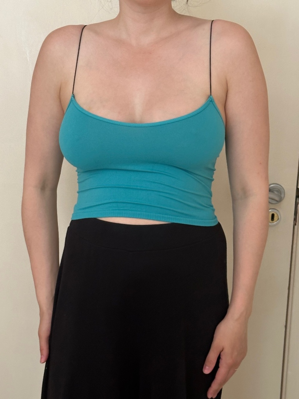 Free People Blue Small Cropped Tank Top (Size XS/Small)